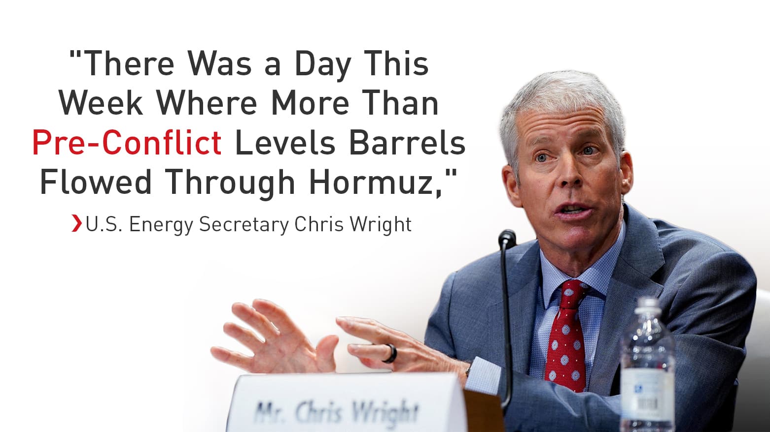 US Energy Secretary: 13 million barrels a day flowing through Hormuz, one day hit 20 million