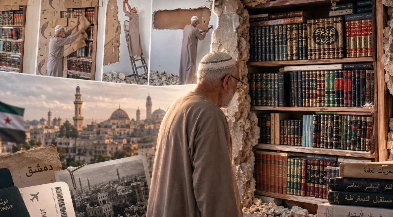 بعد نحو 15 عاماً.. سوري يهدم جداراً في منزله بدمشق ليستعيد مئات الكتب المخبأة عن أعين النظام
