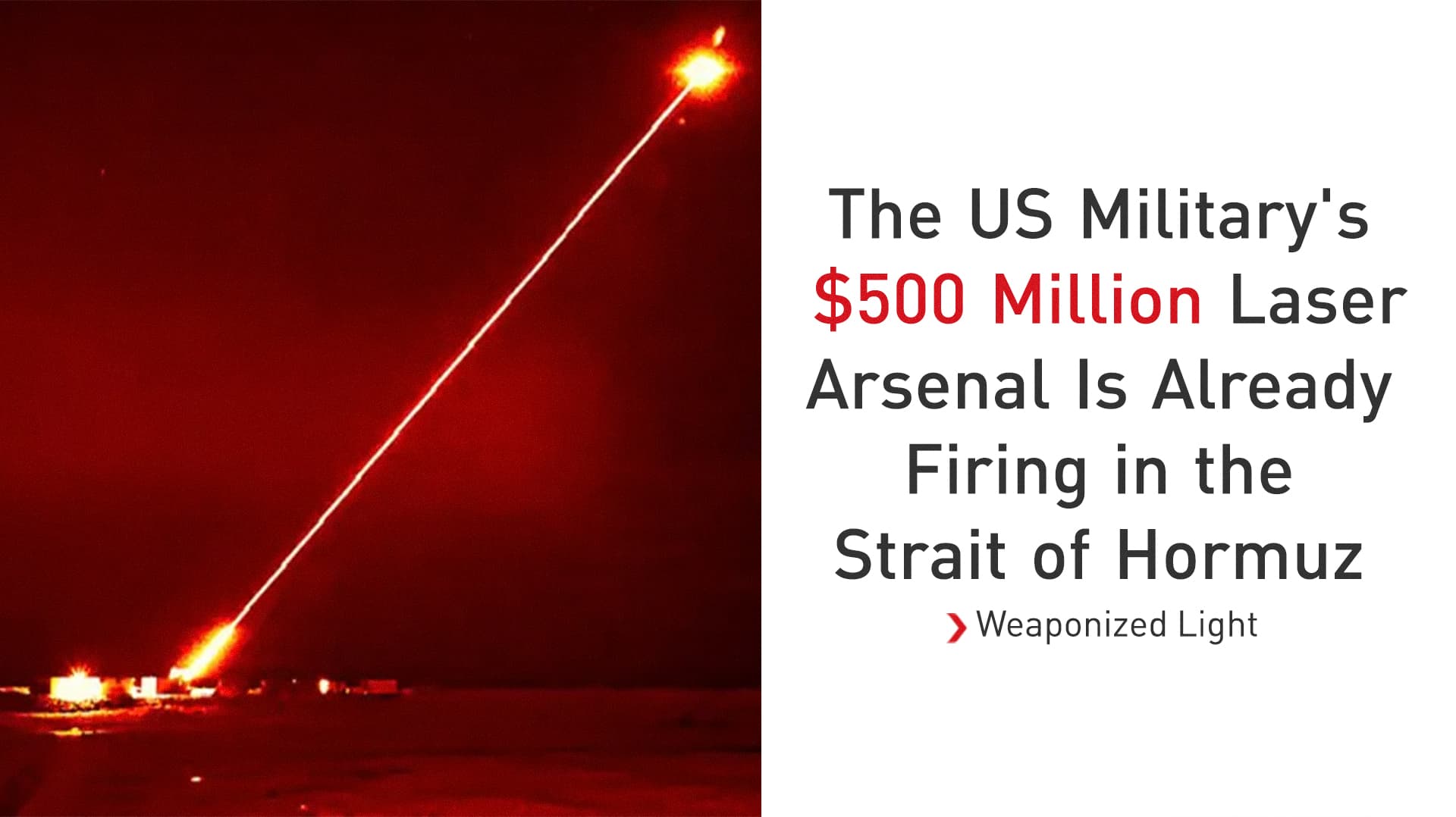 US military deploys laser weapons in Hormuz, spending $500 million on war-ready systems